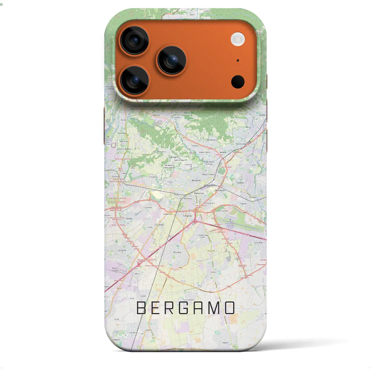 【ベルガモ(イタリア)】地図柄iPhoneケース(バックカバータイプ)