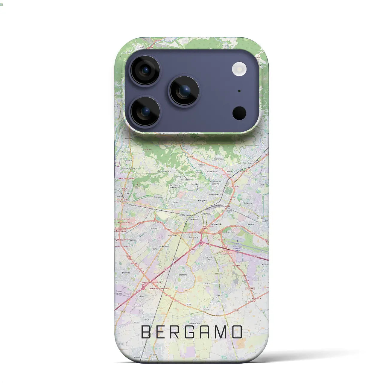 【ベルガモ(イタリア)】地図柄iPhoneケース(バックカバータイプ)ナチュラル・iPhone 17 Pro Max 用