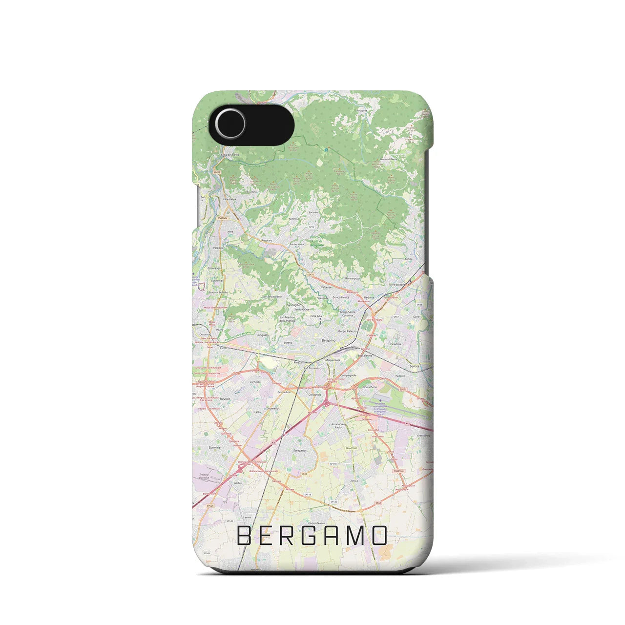 【ベルガモ(イタリア)】地図柄iPhoneケース(バックカバータイプ)