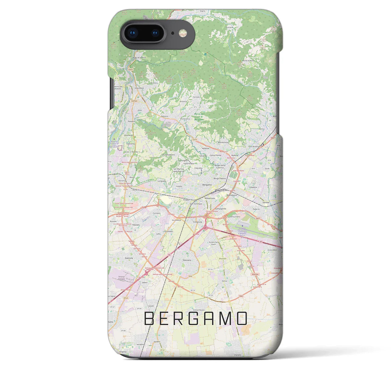 【ベルガモ(イタリア)】地図柄iPhoneケース(バックカバータイプ)