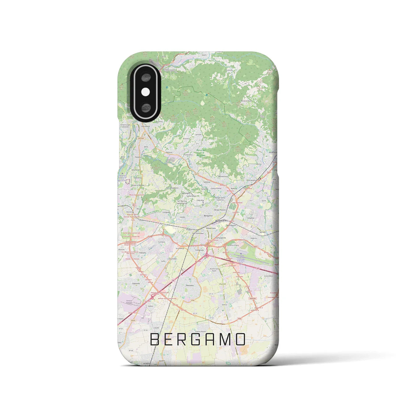 【ベルガモ(イタリア)】地図柄iPhoneケース(バックカバータイプ)