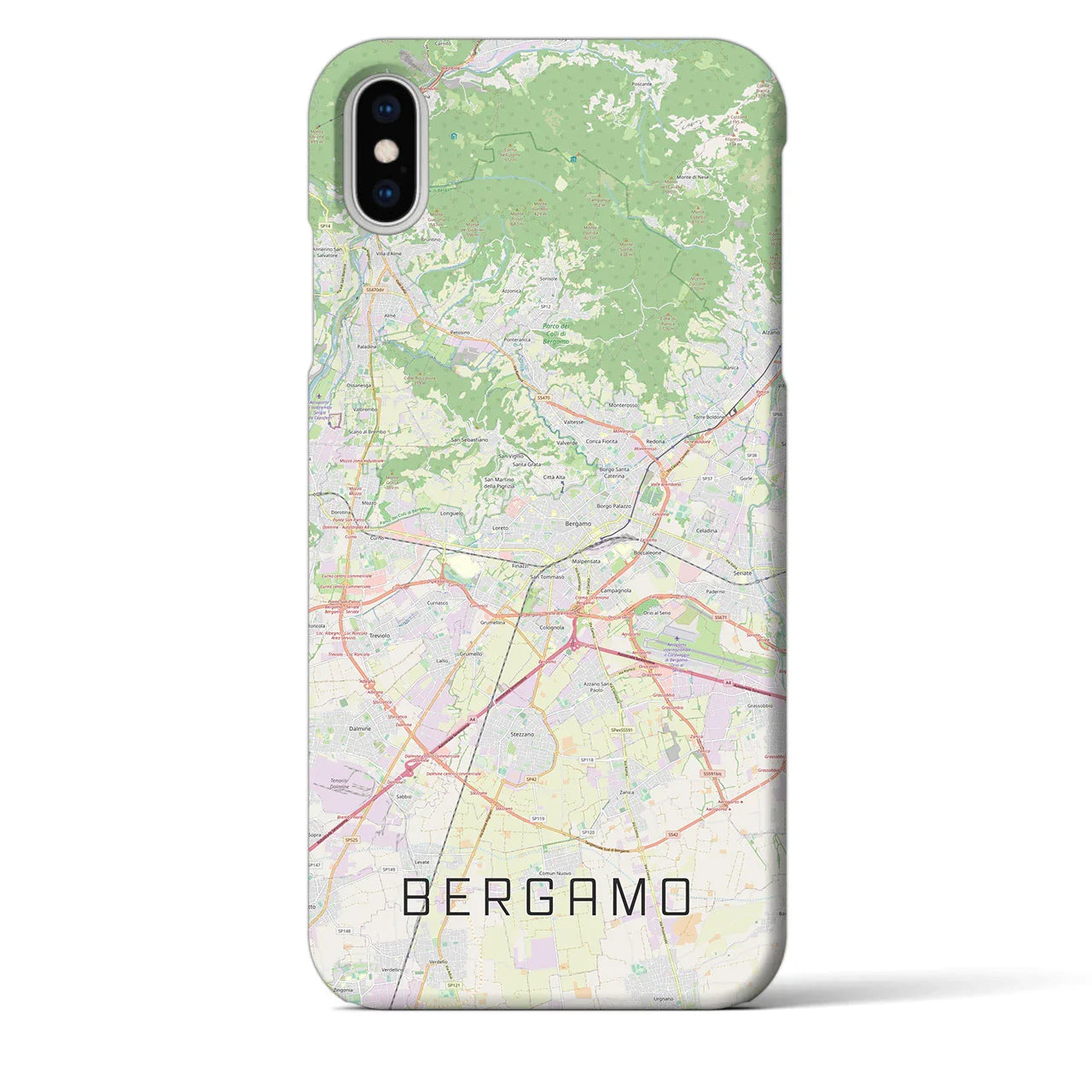 【ベルガモ(イタリア)】地図柄iPhoneケース(バックカバータイプ)