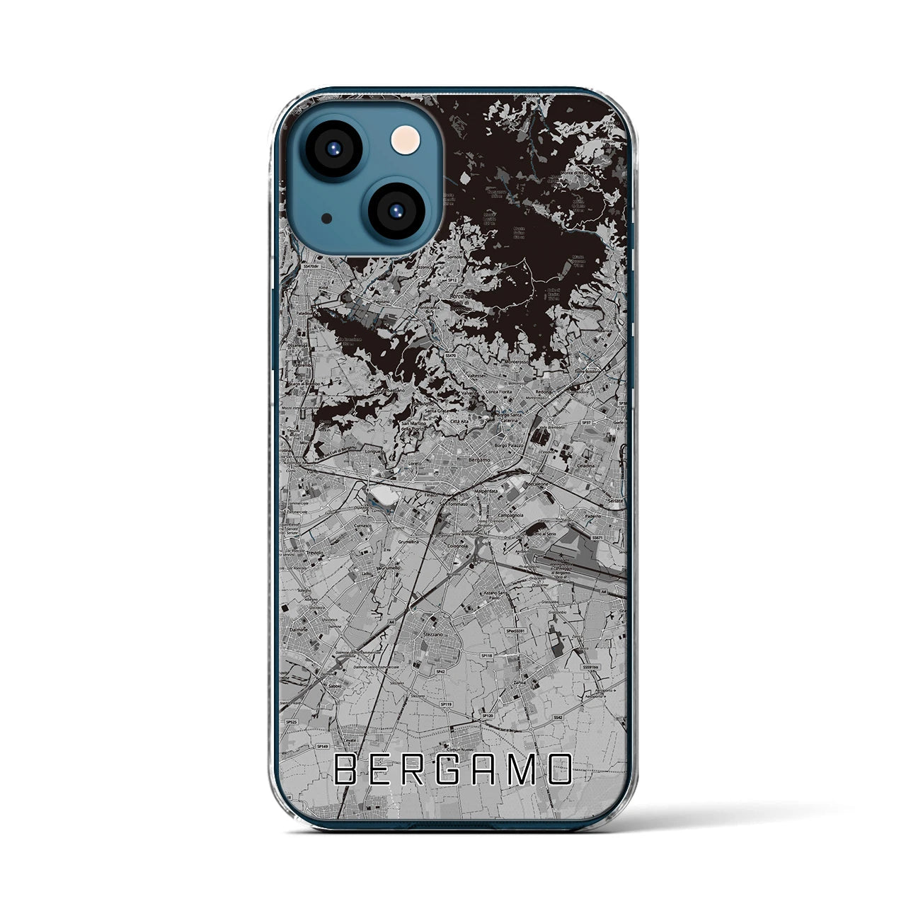 【ベルガモ(イタリア)】地図柄iPhoneケース(クリアタイプ)