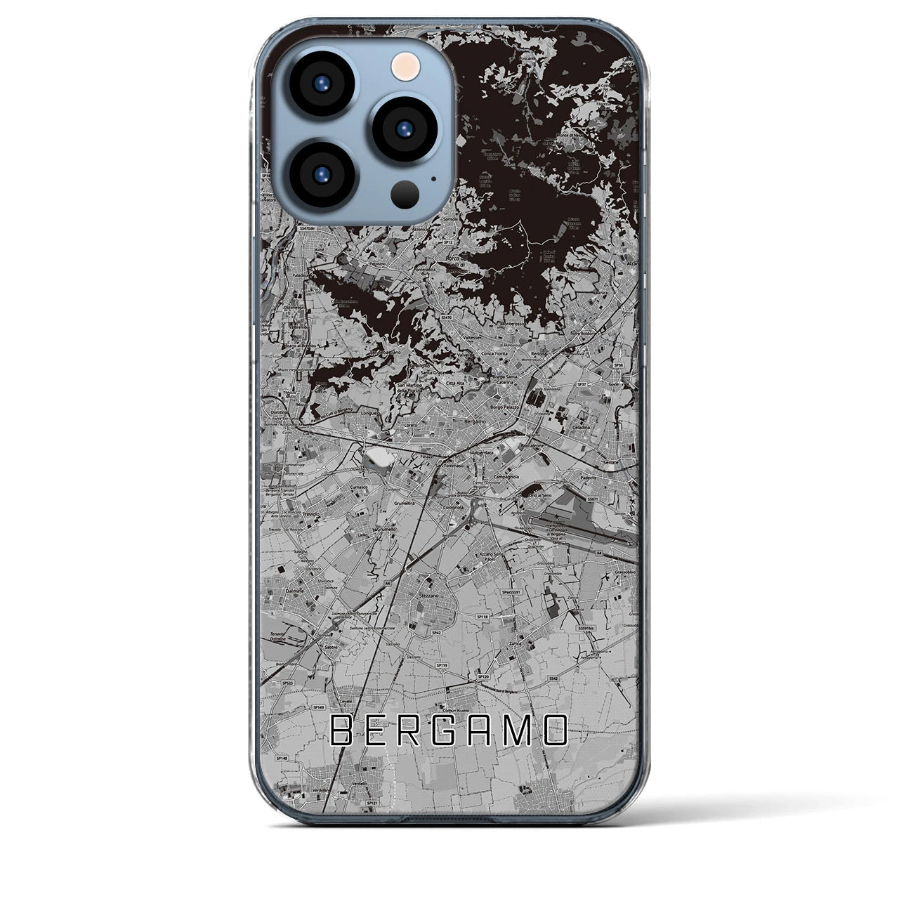 【ベルガモ(イタリア)】地図柄iPhoneケース(クリアタイプ)