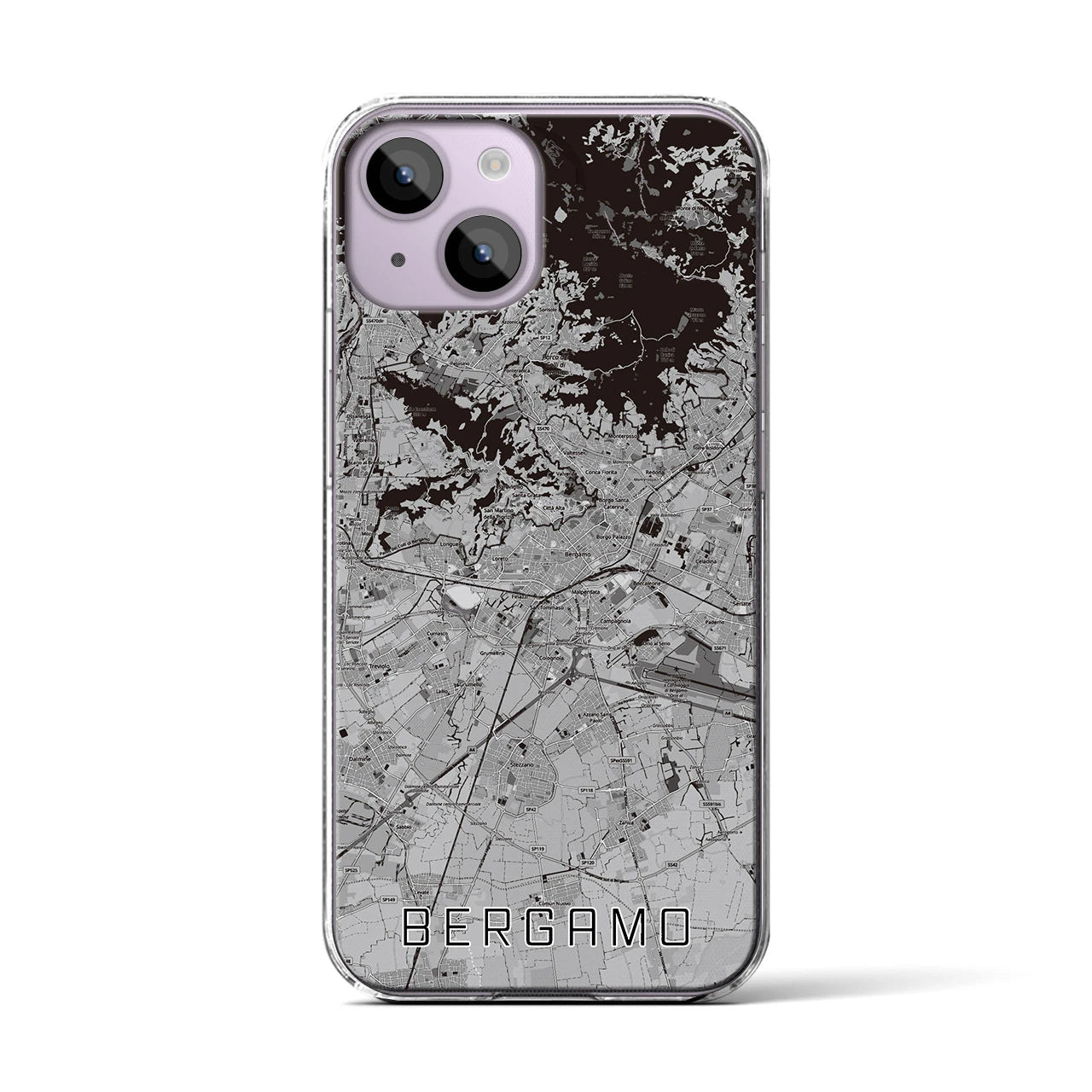 【ベルガモ(イタリア)】地図柄iPhoneケース(クリアタイプ)