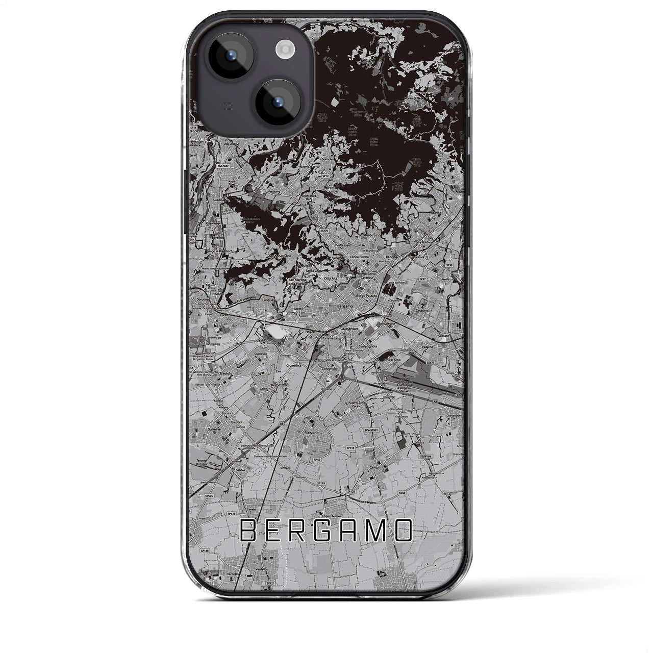 【ベルガモ(イタリア)】地図柄iPhoneケース(クリアタイプ)