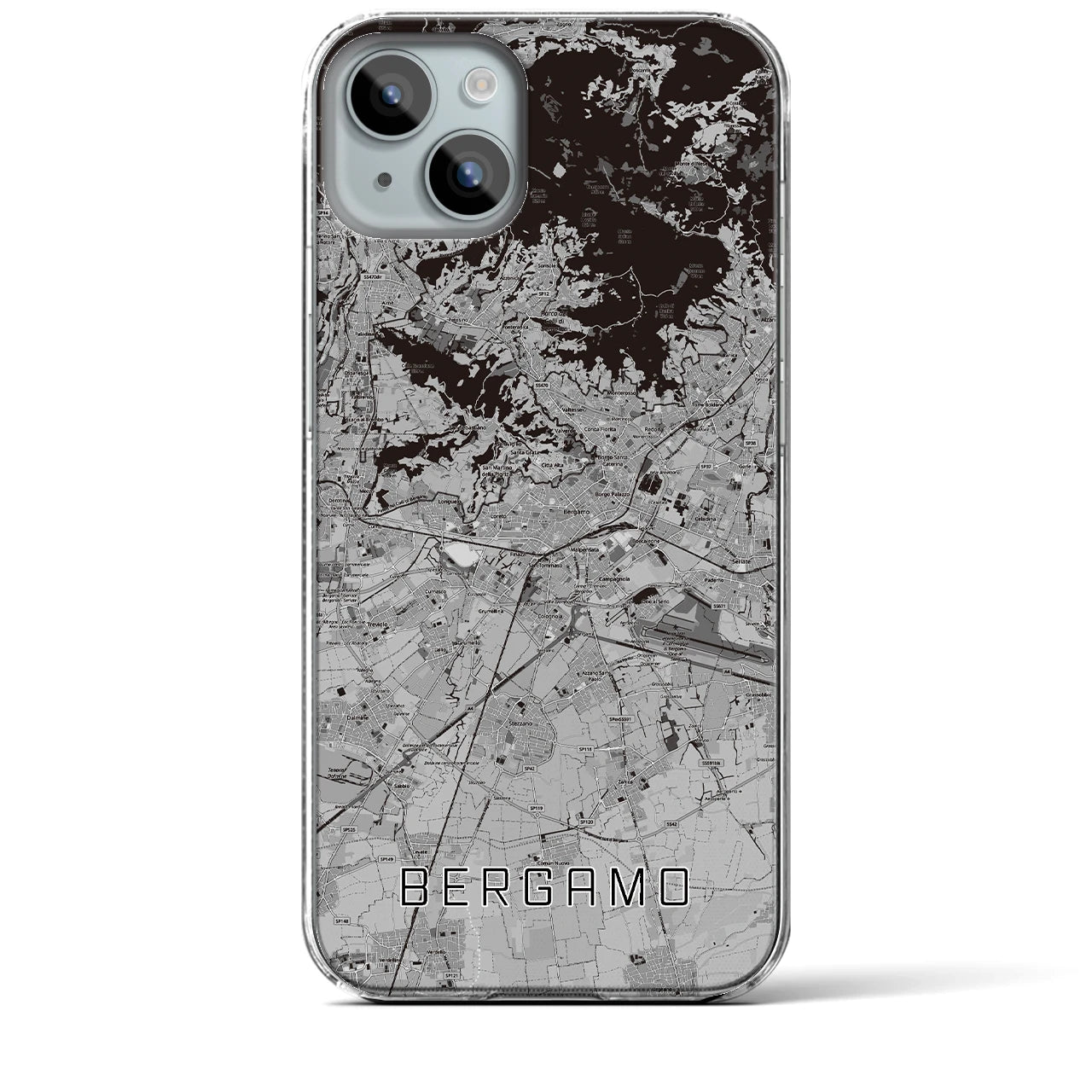 【ベルガモ(イタリア)】地図柄iPhoneケース(クリアタイプ)