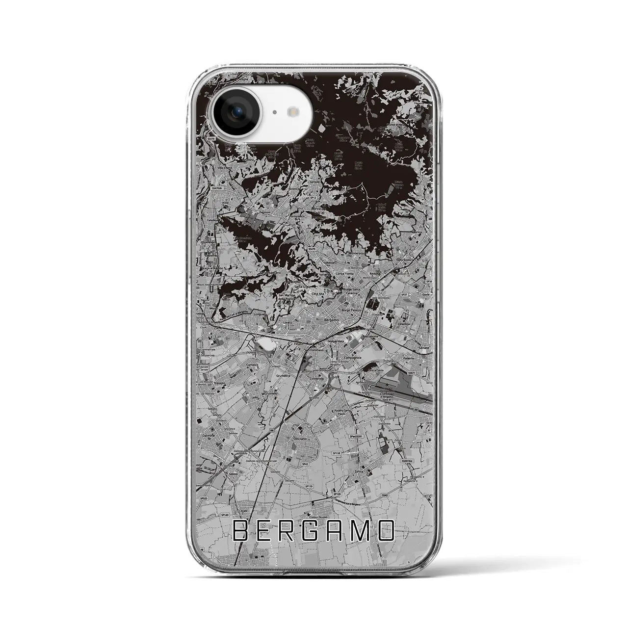 【ベルガモ(イタリア)】地図柄iPhoneケース(クリアタイプ)