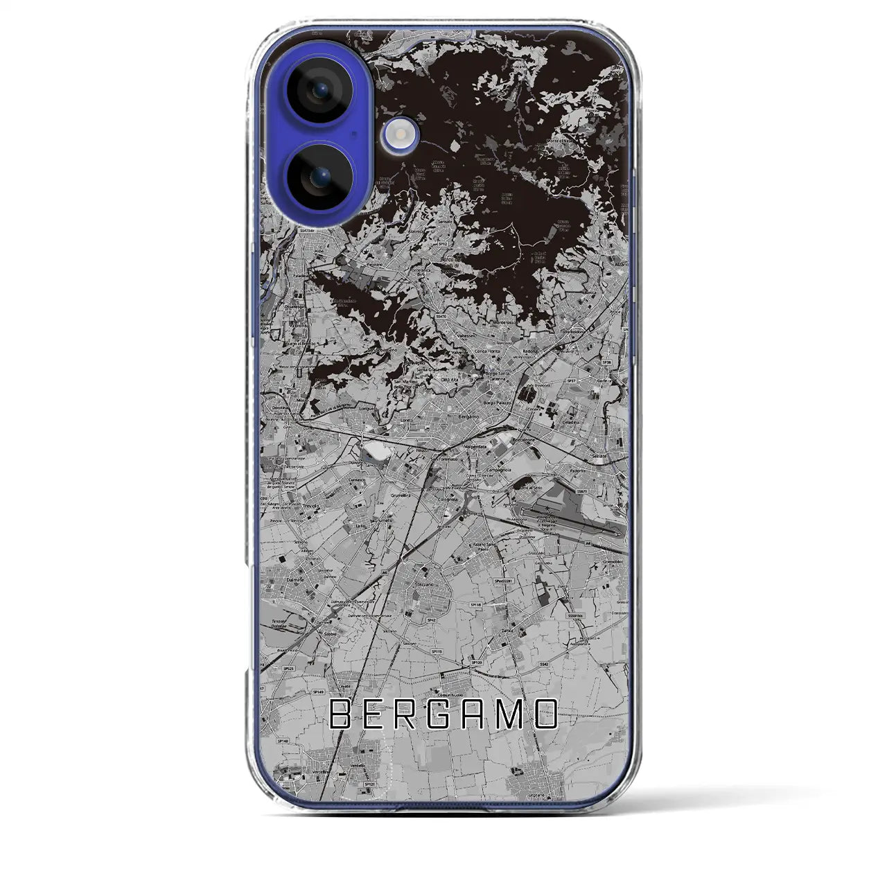 【ベルガモ(イタリア)】地図柄iPhoneケース(クリアタイプ)