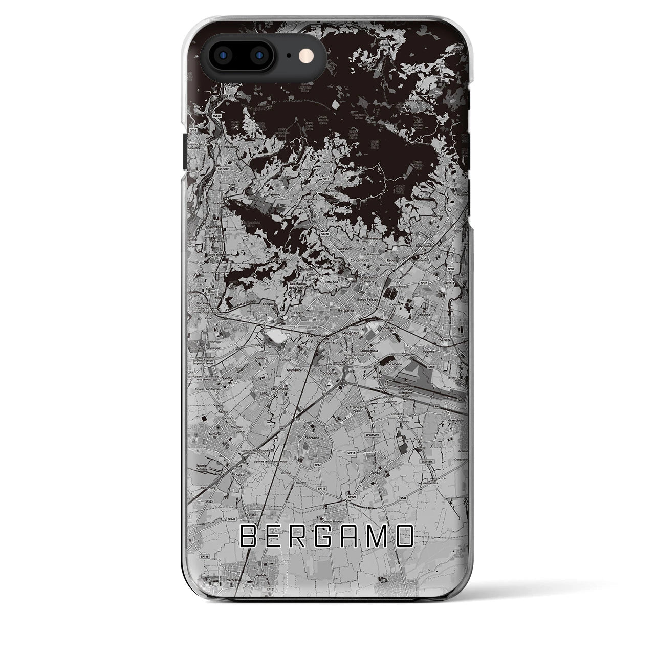 【ベルガモ(イタリア)】地図柄iPhoneケース(クリアタイプ)