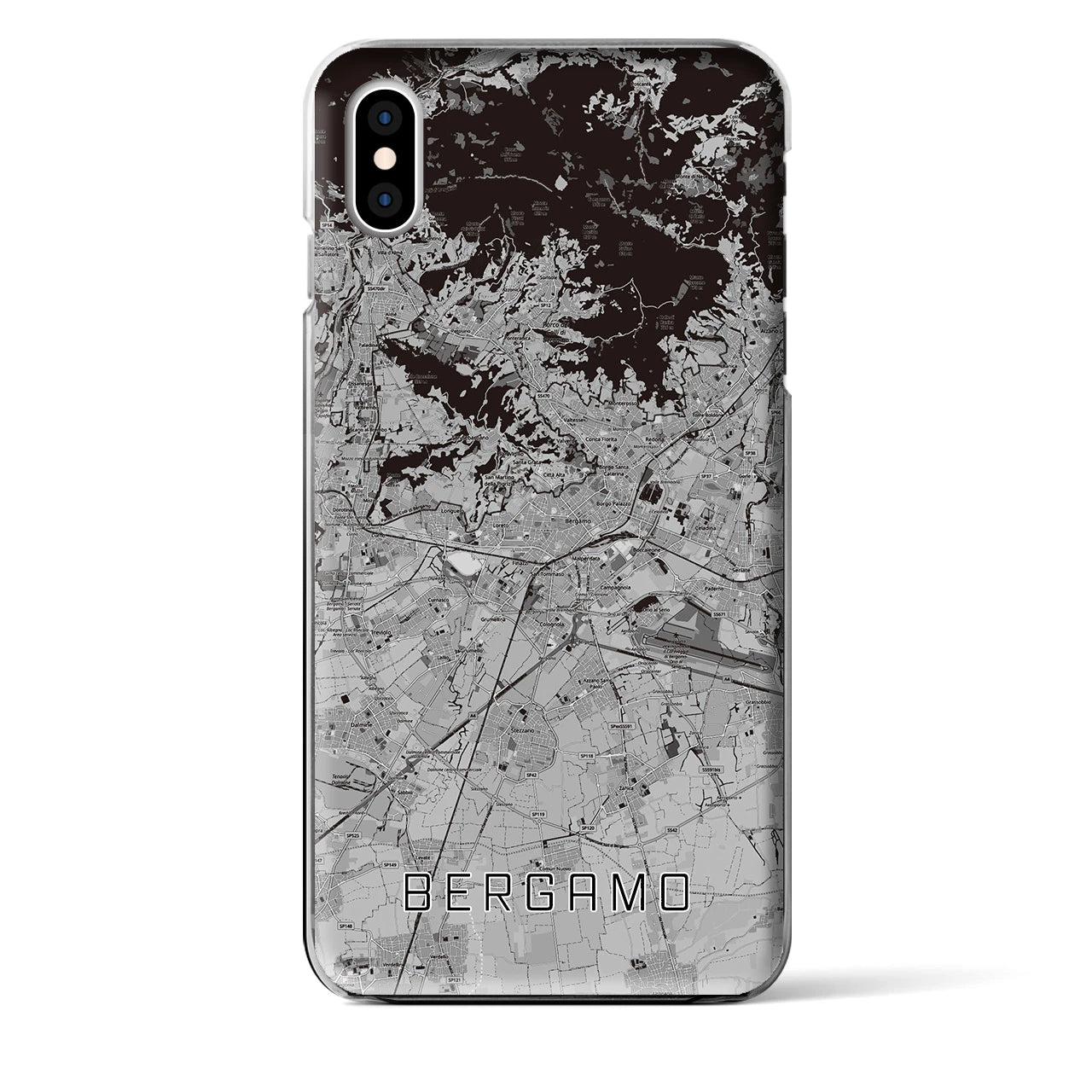 【ベルガモ(イタリア)】地図柄iPhoneケース(クリアタイプ)
