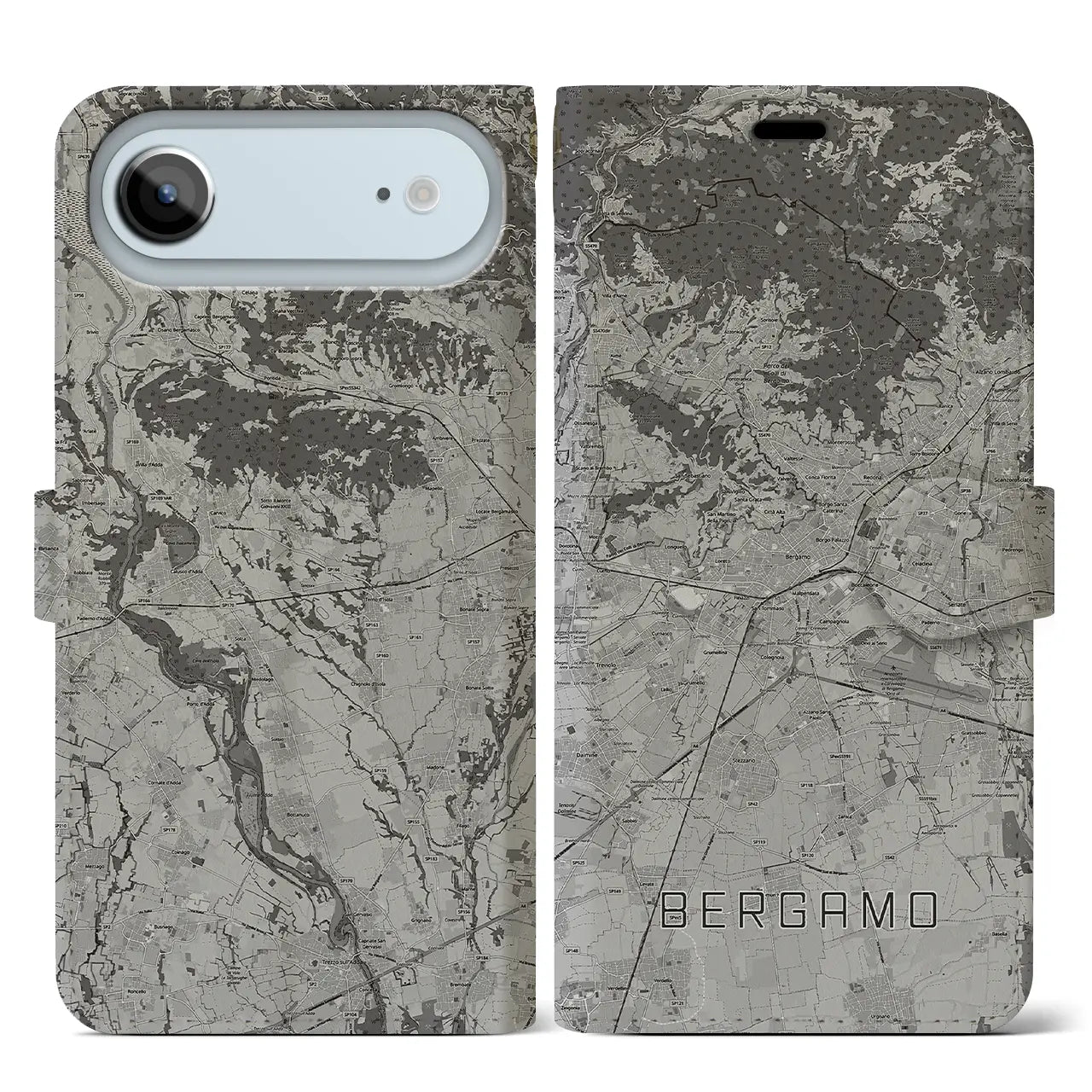 【ベルガモ(イタリア)】地図柄iPhoneケース(手帳タイプ)
