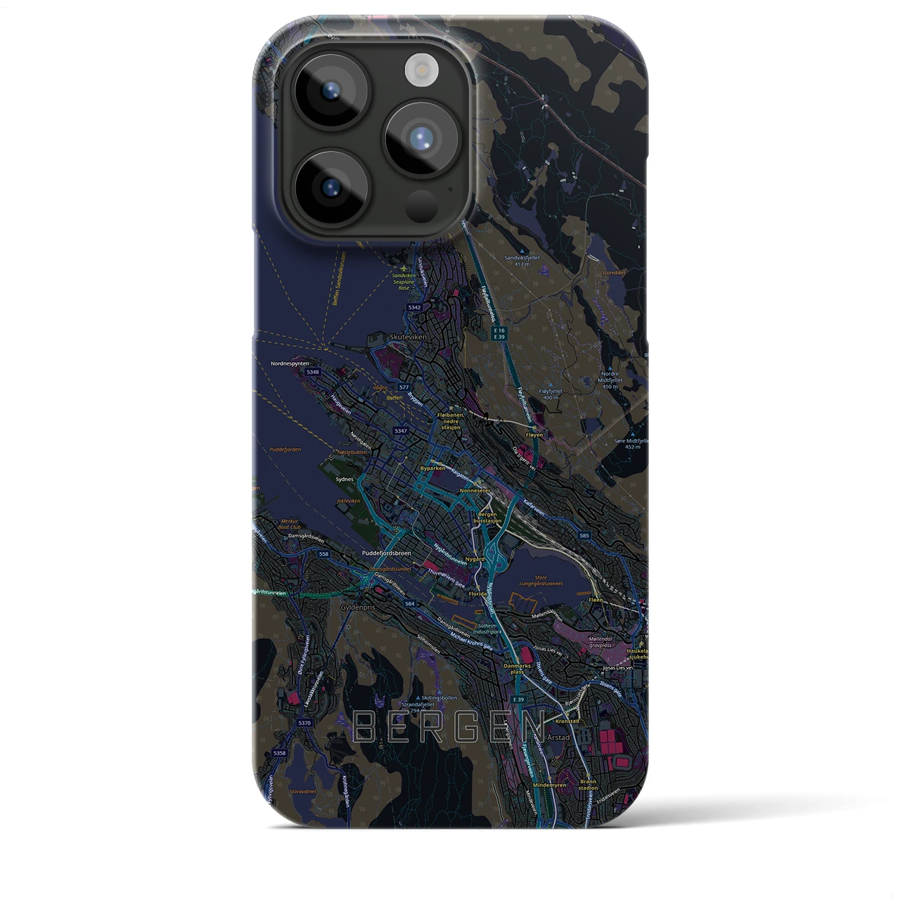 【ベルゲン(ノルウェー)】地図柄iPhoneケース(バックカバータイプ)