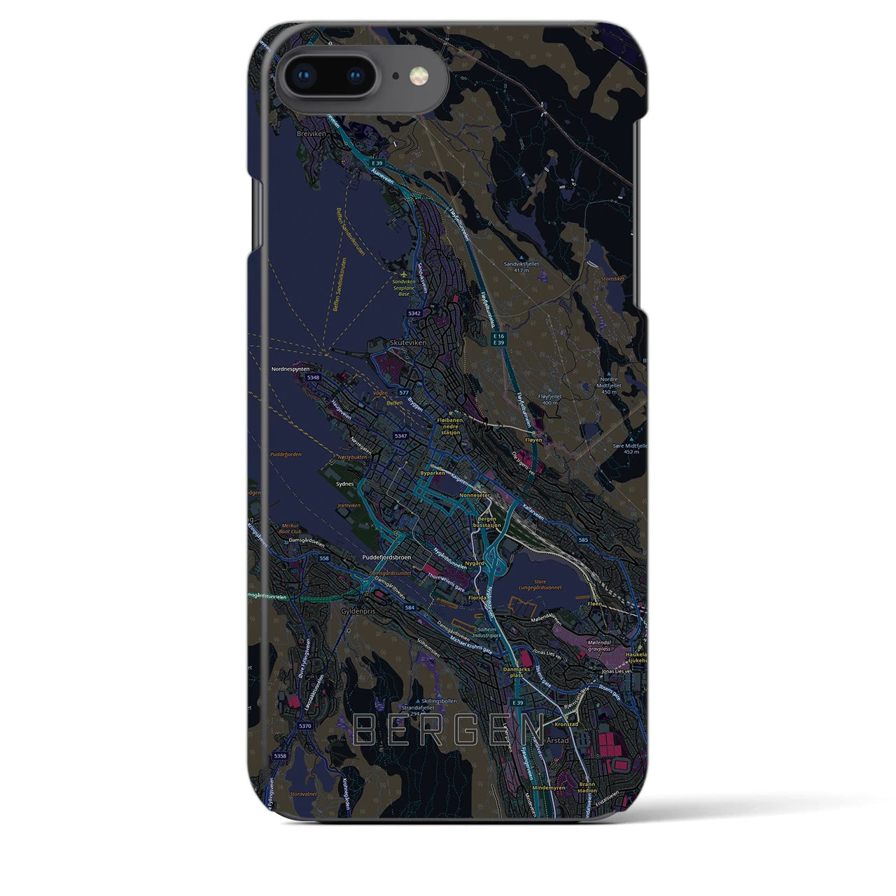 【ベルゲン(ノルウェー)】地図柄iPhoneケース(バックカバータイプ)