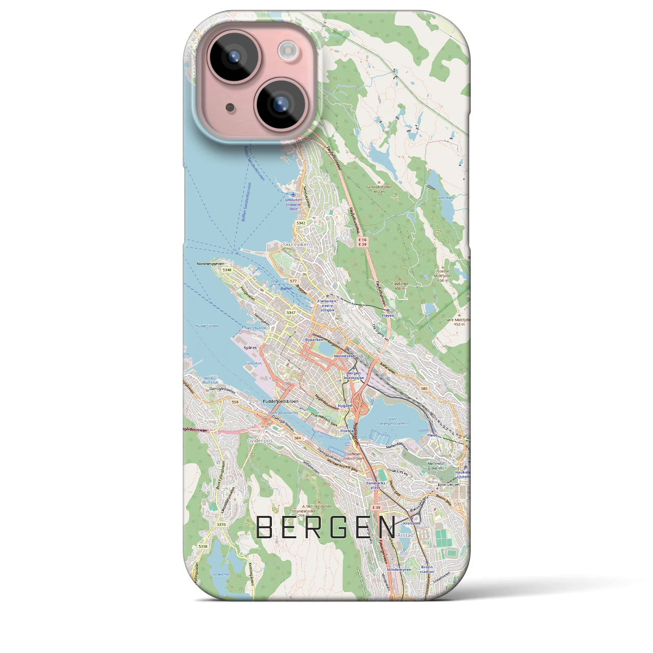 【ベルゲン(ノルウェー)】地図柄iPhoneケース(バックカバータイプ)