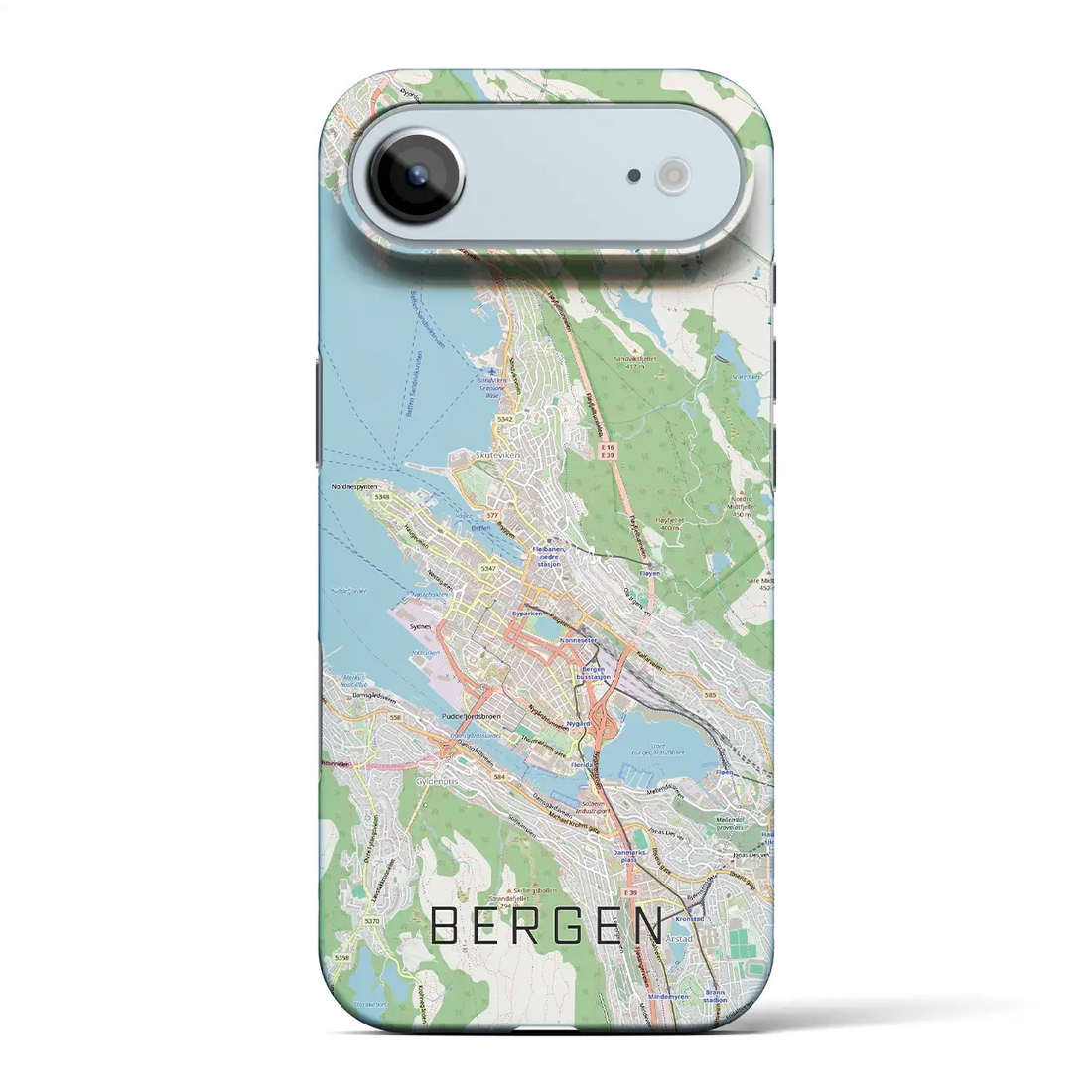 【ベルゲン(ノルウェー)】地図柄iPhoneケース(バックカバータイプ)ブラック・iPhone 17 Pro Max 用