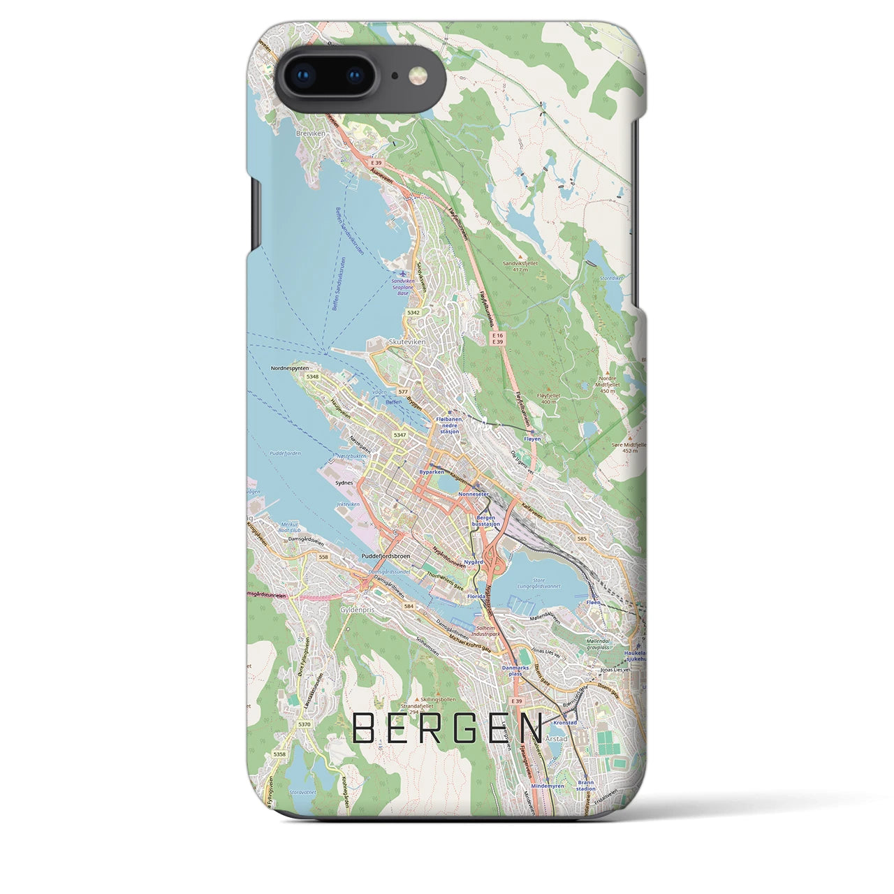 【ベルゲン(ノルウェー)】地図柄iPhoneケース(バックカバータイプ)