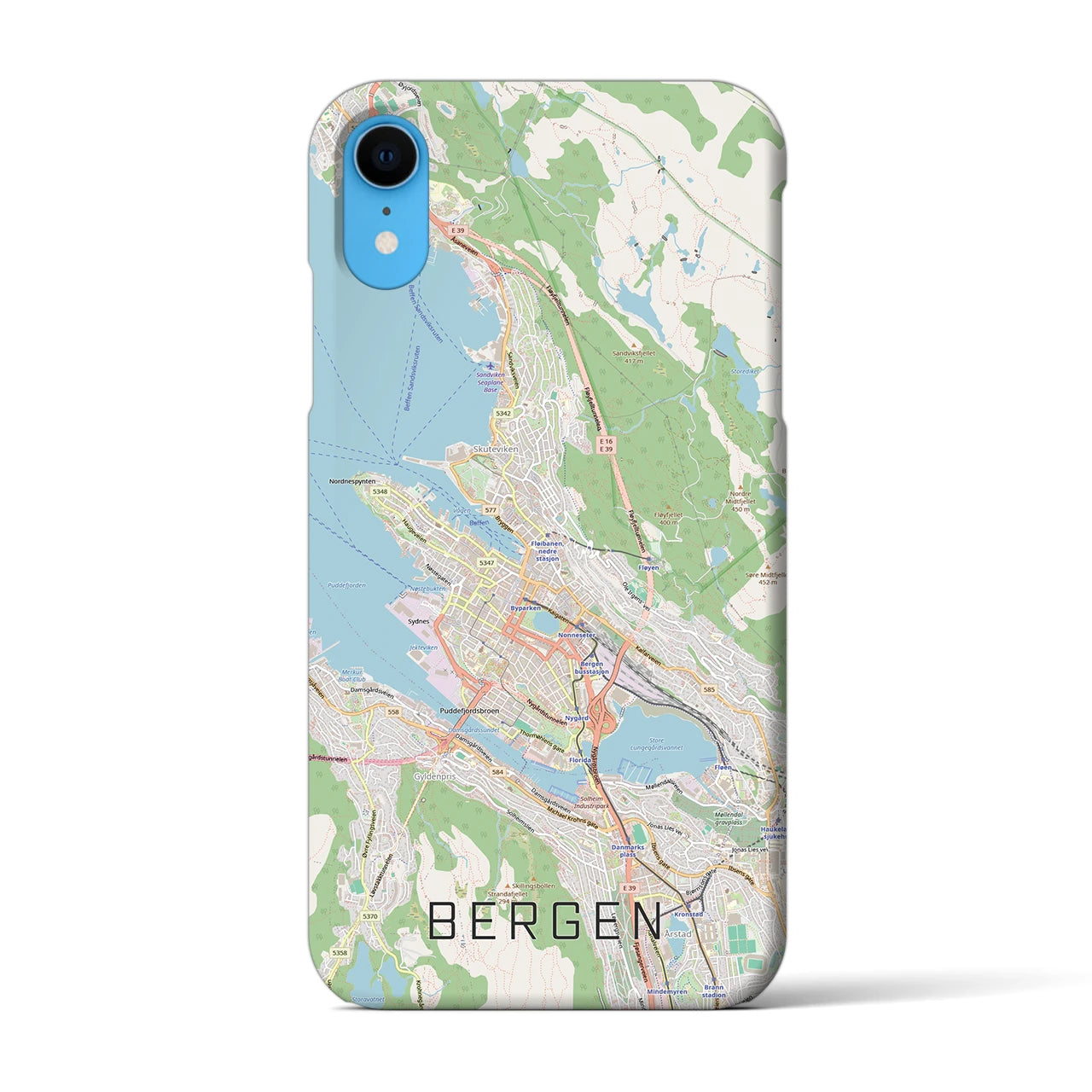 【ベルゲン(ノルウェー)】地図柄iPhoneケース(バックカバータイプ)