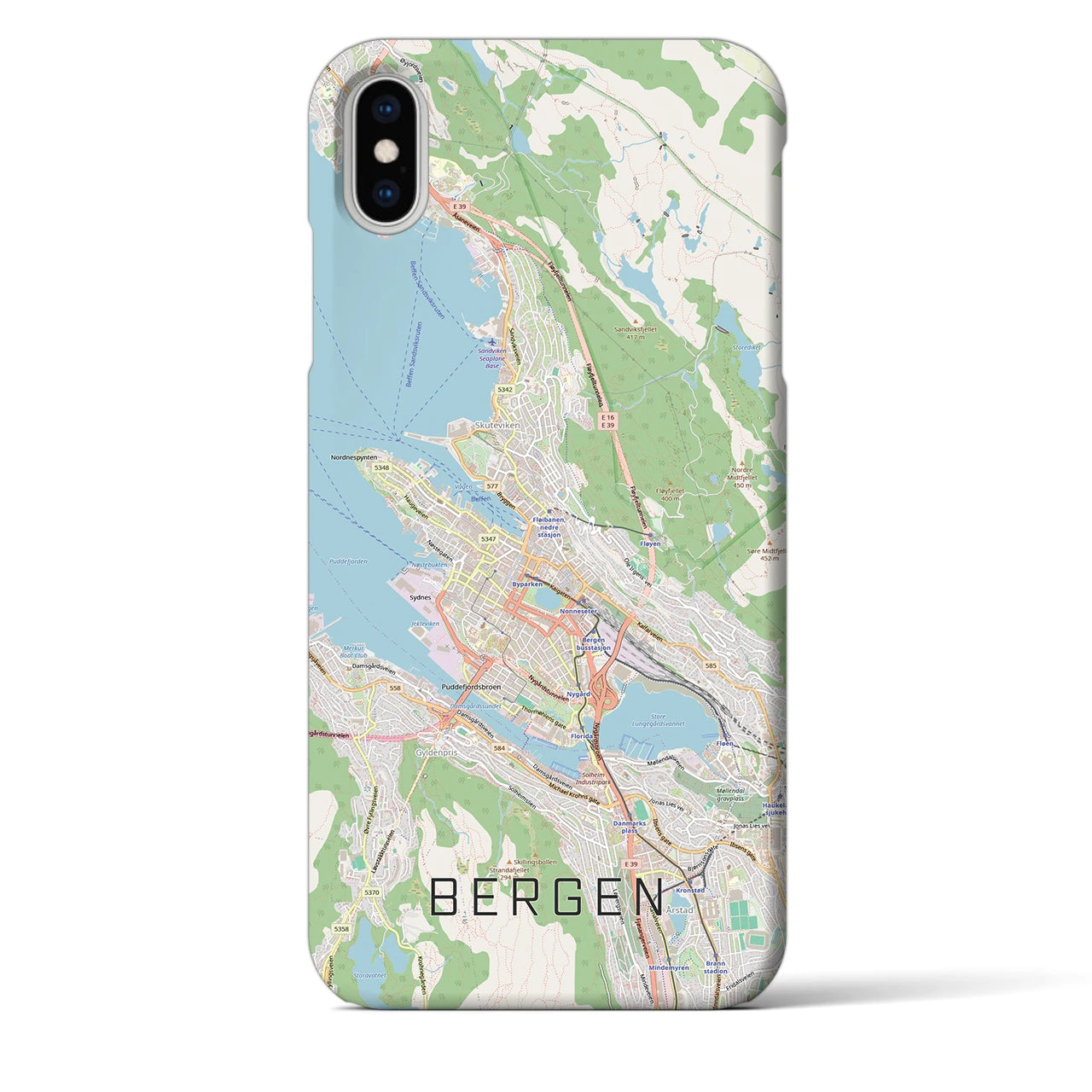 【ベルゲン(ノルウェー)】地図柄iPhoneケース(バックカバータイプ)