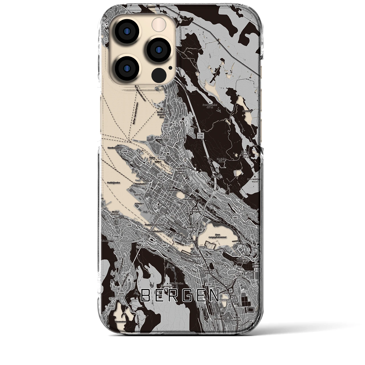 【ベルゲン(ノルウェー)】地図柄iPhoneケース(クリアタイプ)
