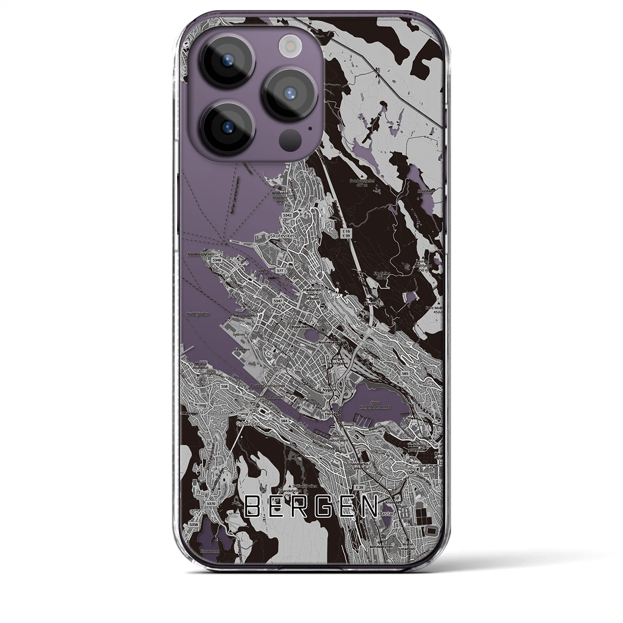 【ベルゲン(ノルウェー)】地図柄iPhoneケース(クリアタイプ)