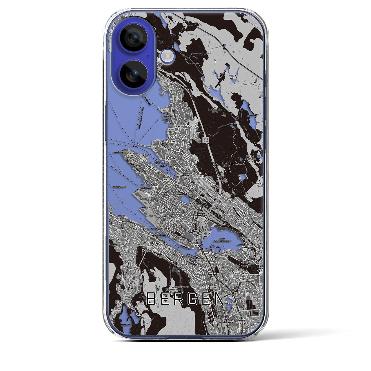 【ベルゲン(ノルウェー)】地図柄iPhoneケース(クリアタイプ)