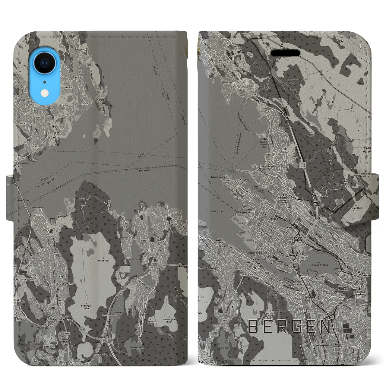 【ベルゲン(ノルウェー)】地図柄iPhoneケース(手帳タイプ)