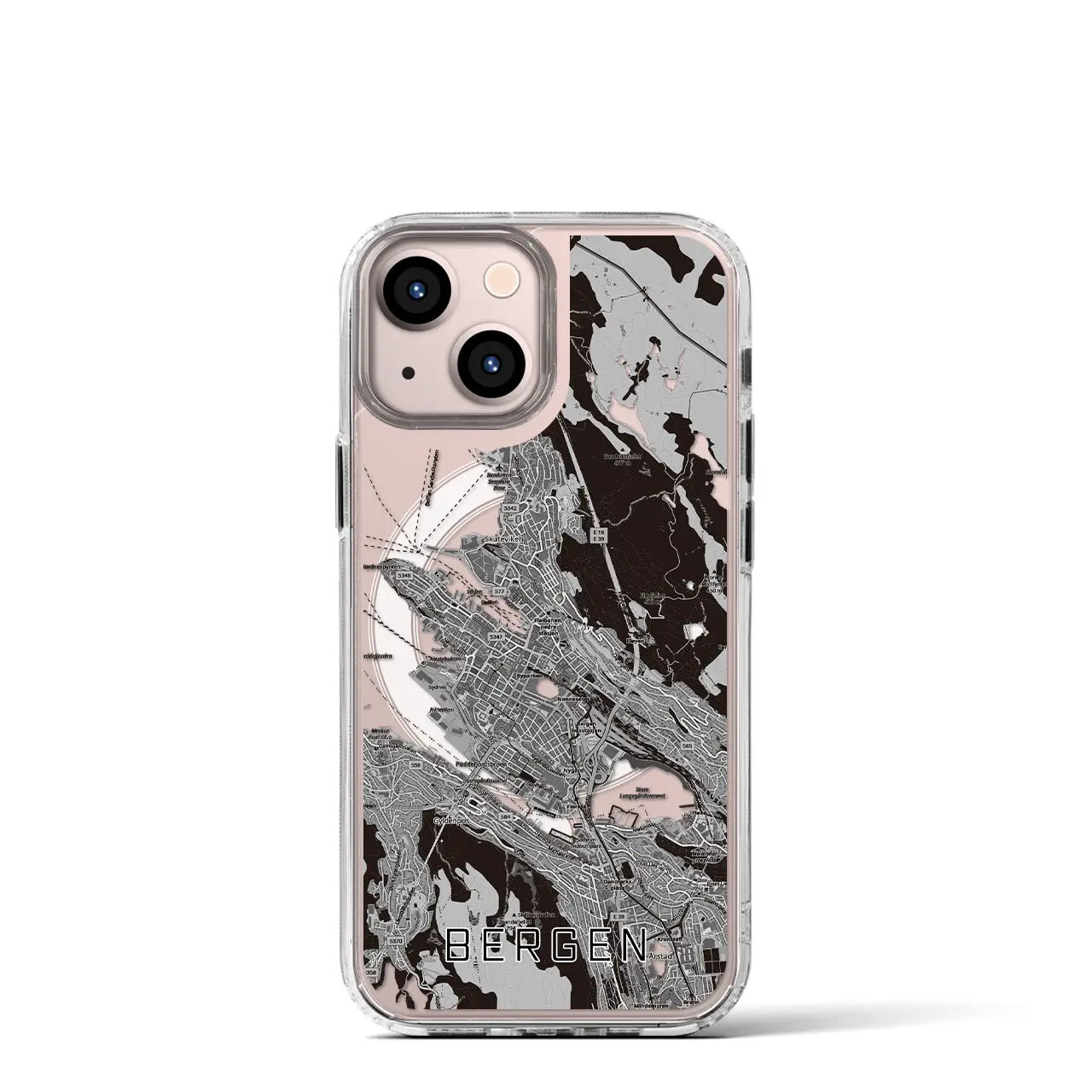 【ベルゲン(ノルウェー)】地図柄iPhoneケース(MagSafeタイプ)