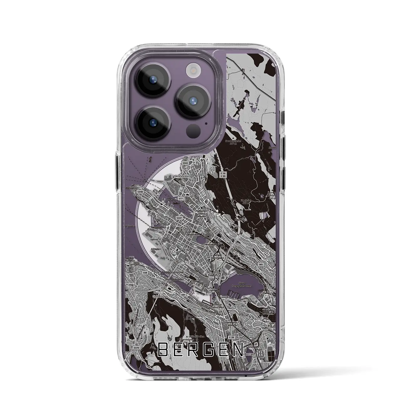 【ベルゲン(ノルウェー)】地図柄iPhoneケース(MagSafeタイプ)