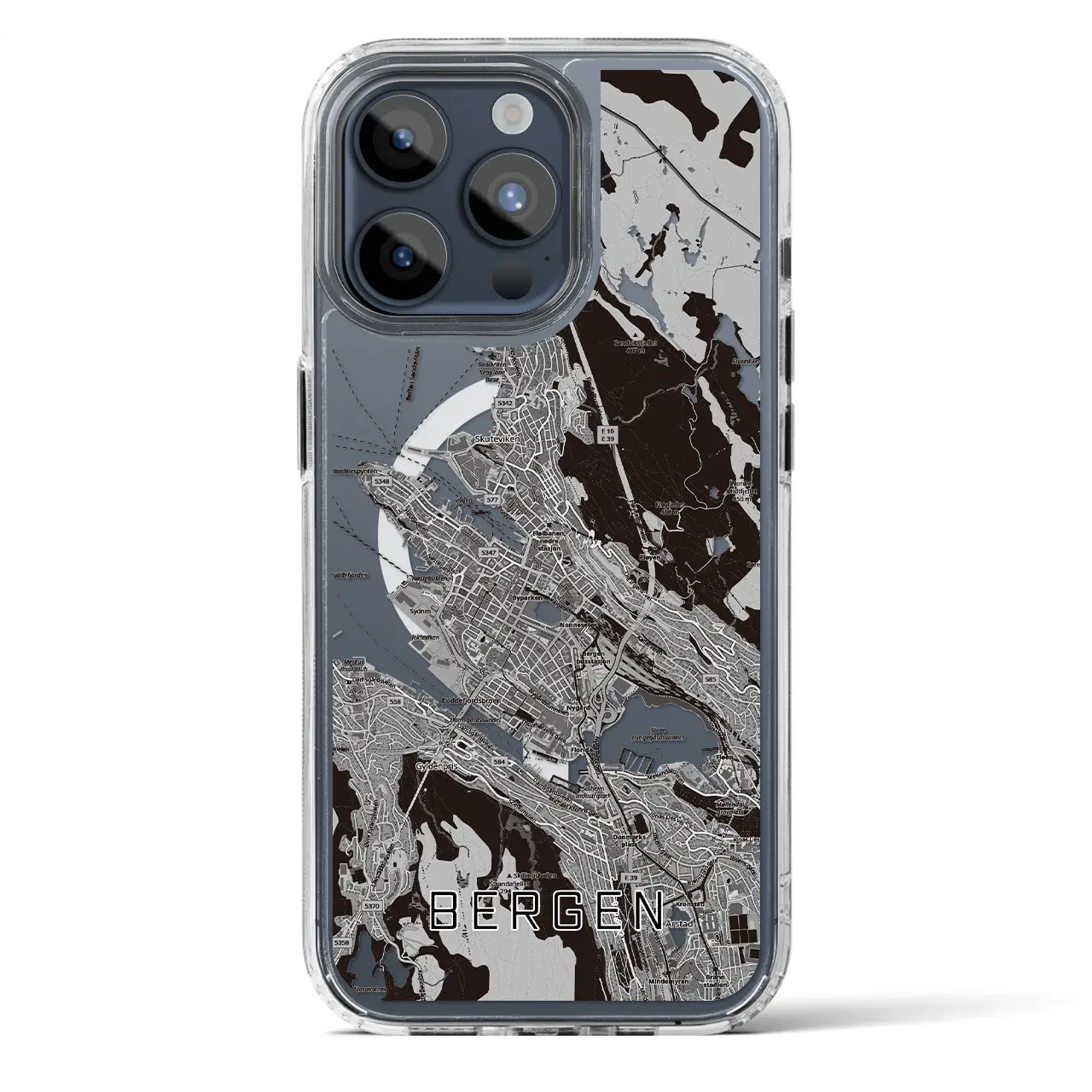 【ベルゲン(ノルウェー)】地図柄iPhoneケース(MagSafeタイプ)