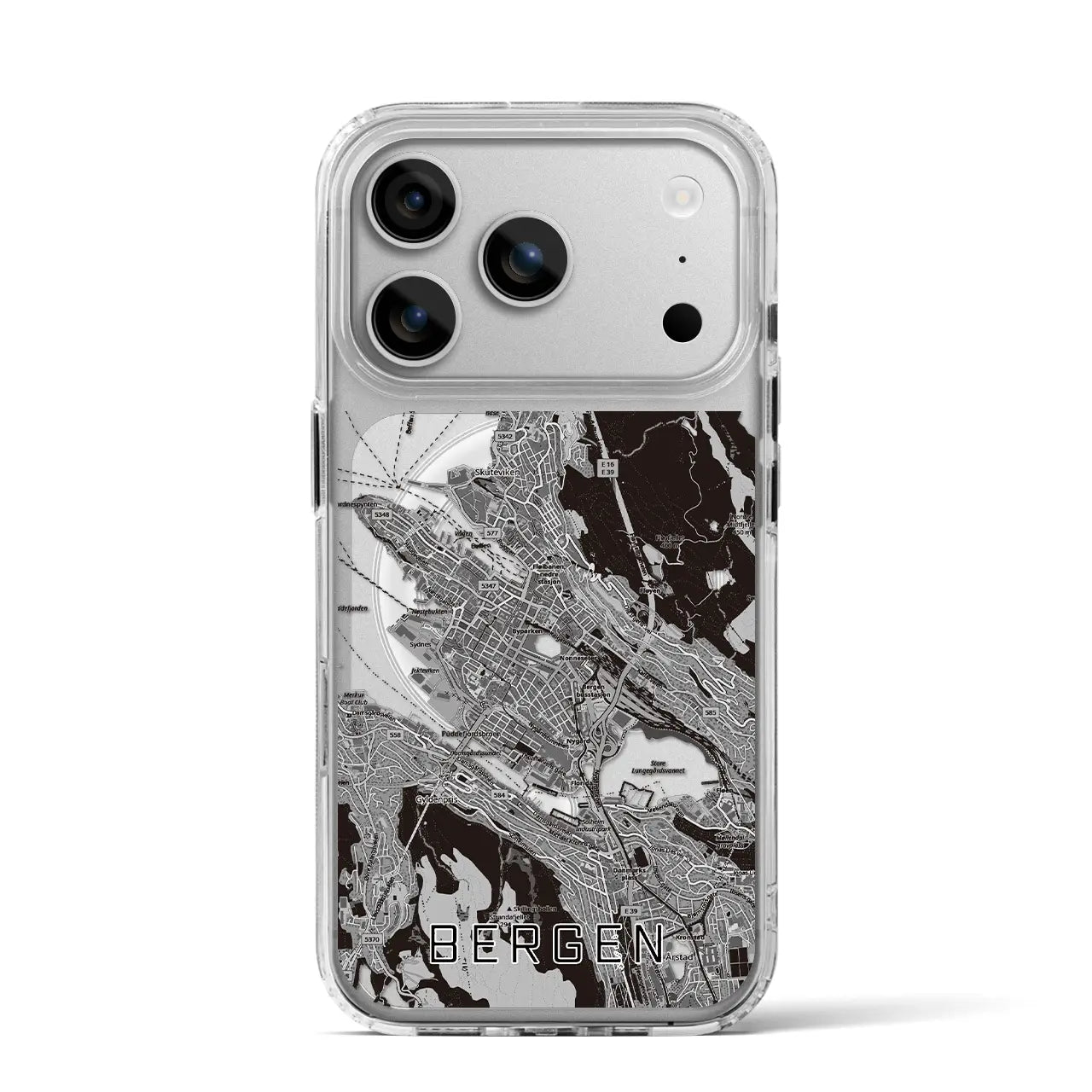 【ベルゲン(ノルウェー)】地図柄iPhoneケース(MagSafeタイプ)モノトーン・iPhone 17 Pro Max 用