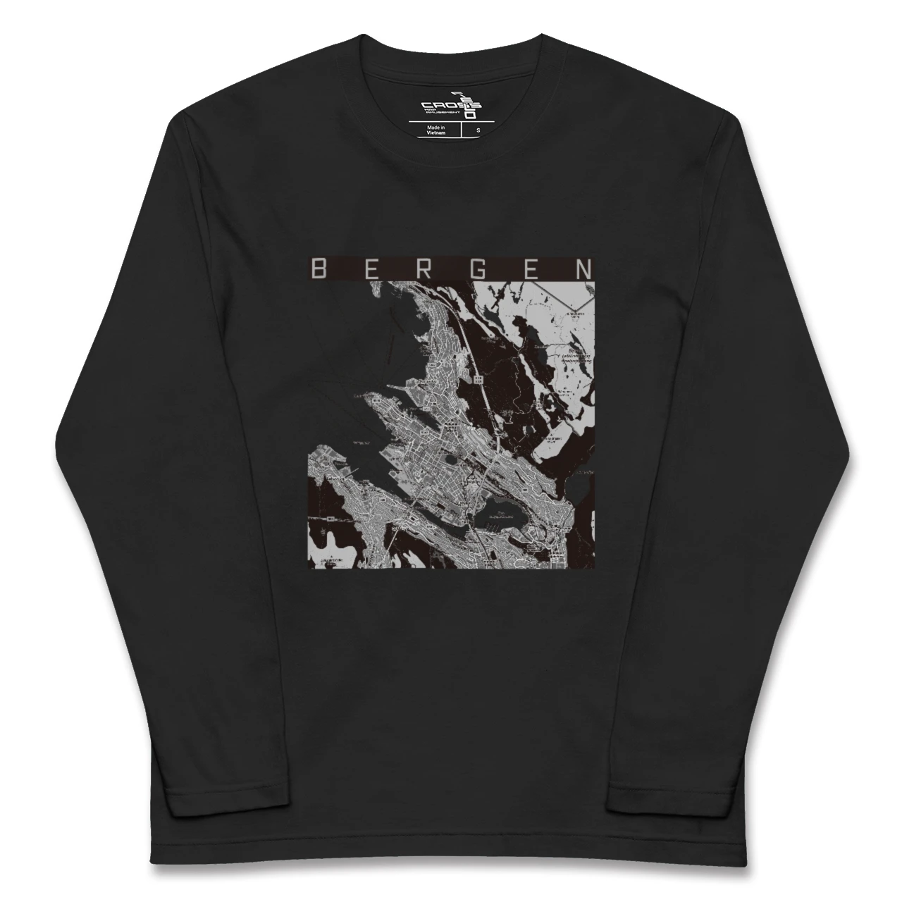 【ベルゲン(ノルウェー)】地図柄ロングスリーブTシャツ