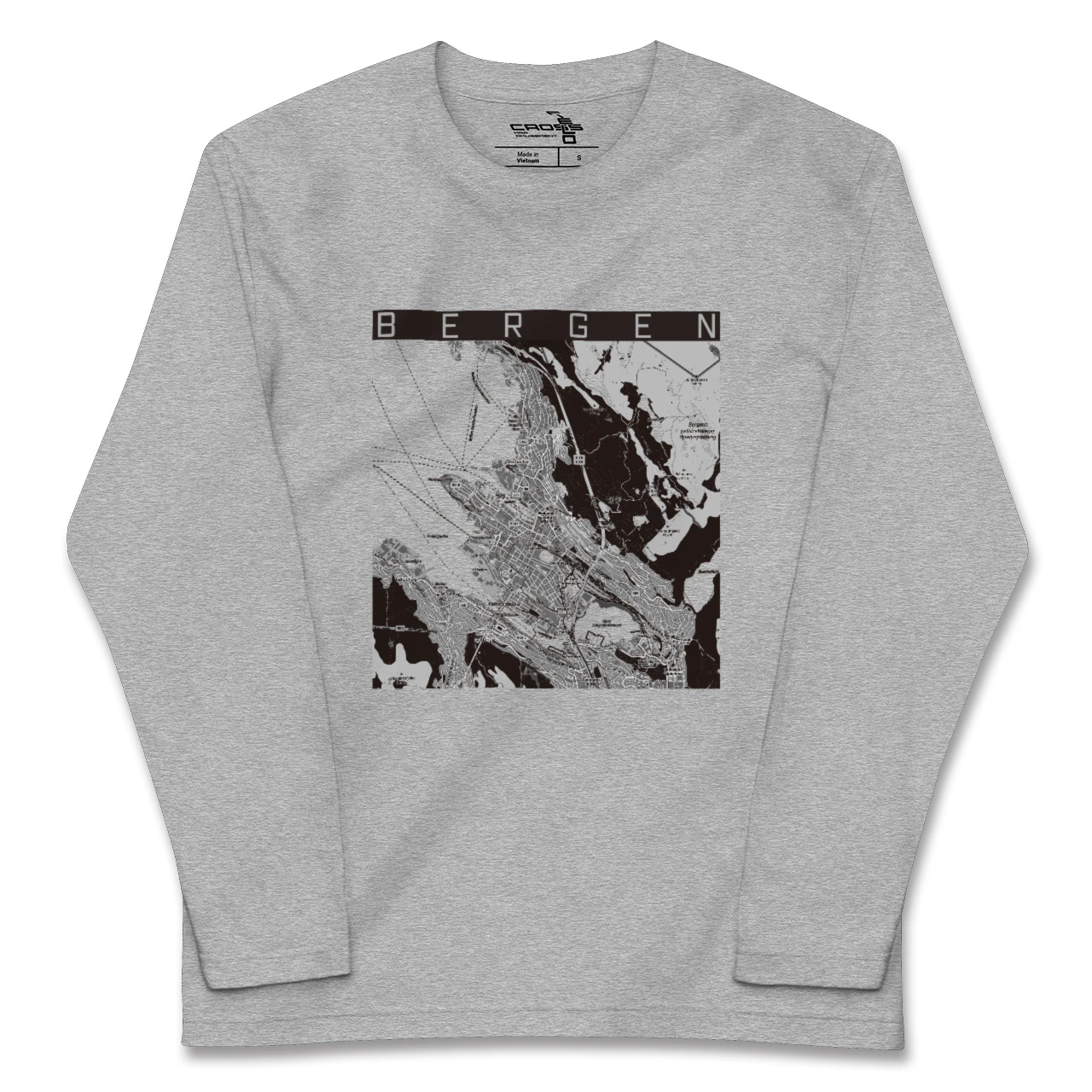 【ベルゲン(ノルウェー)】地図柄ロングスリーブTシャツ