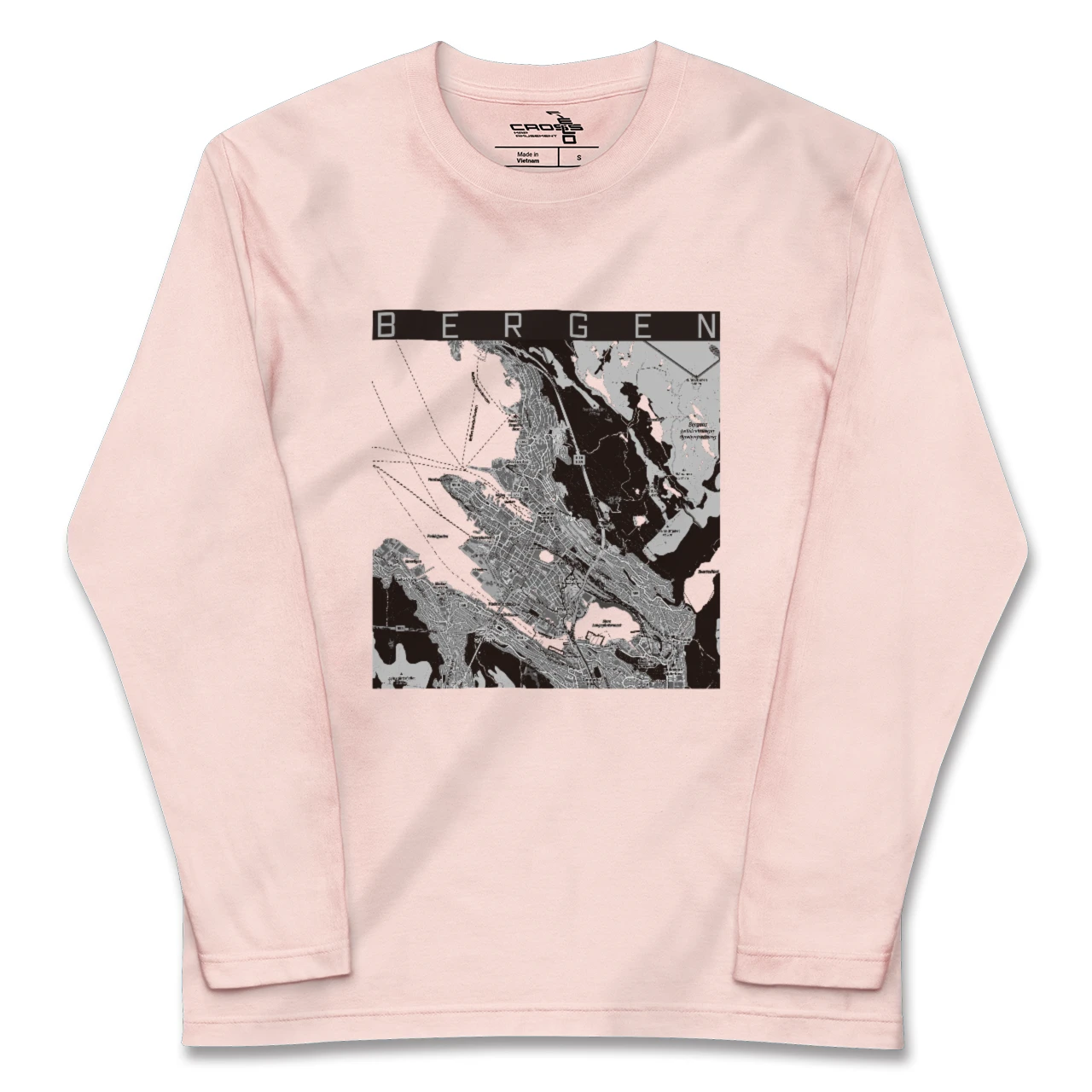 【ベルゲン(ノルウェー)】地図柄ロングスリーブTシャツ