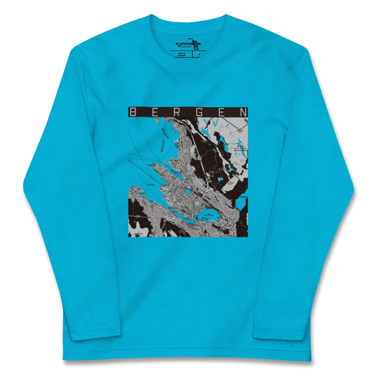 【ベルゲン(ノルウェー)】地図柄ロングスリーブTシャツ