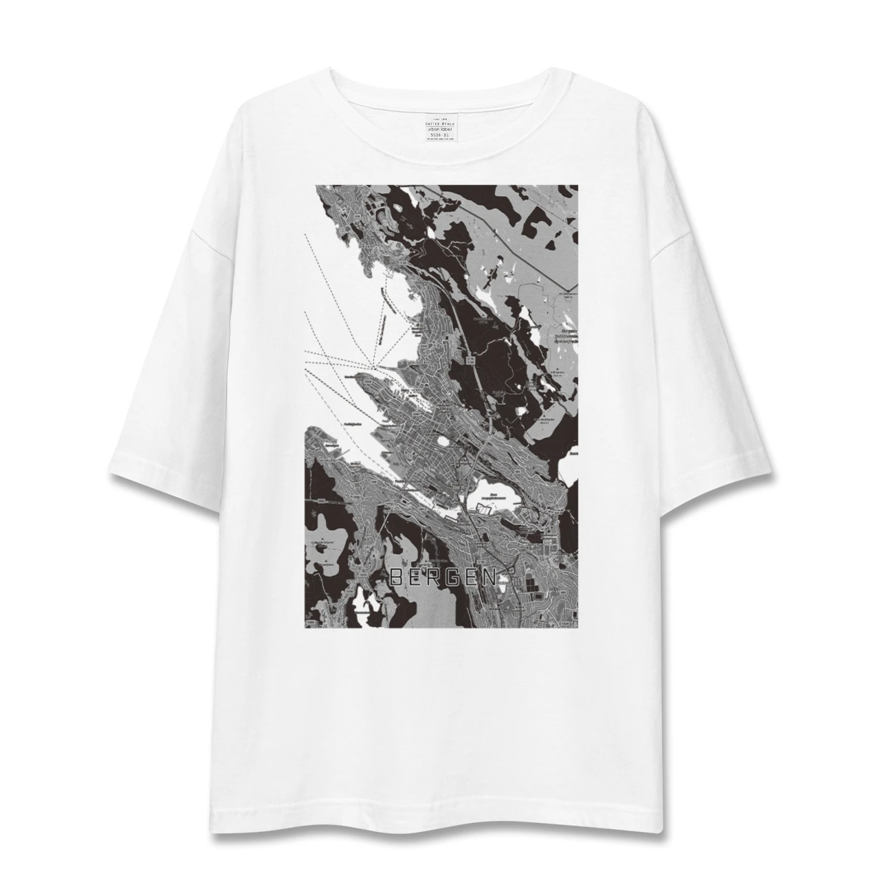 【ベルゲン(ノルウェー)】地図柄ビッグシルエットTシャツ