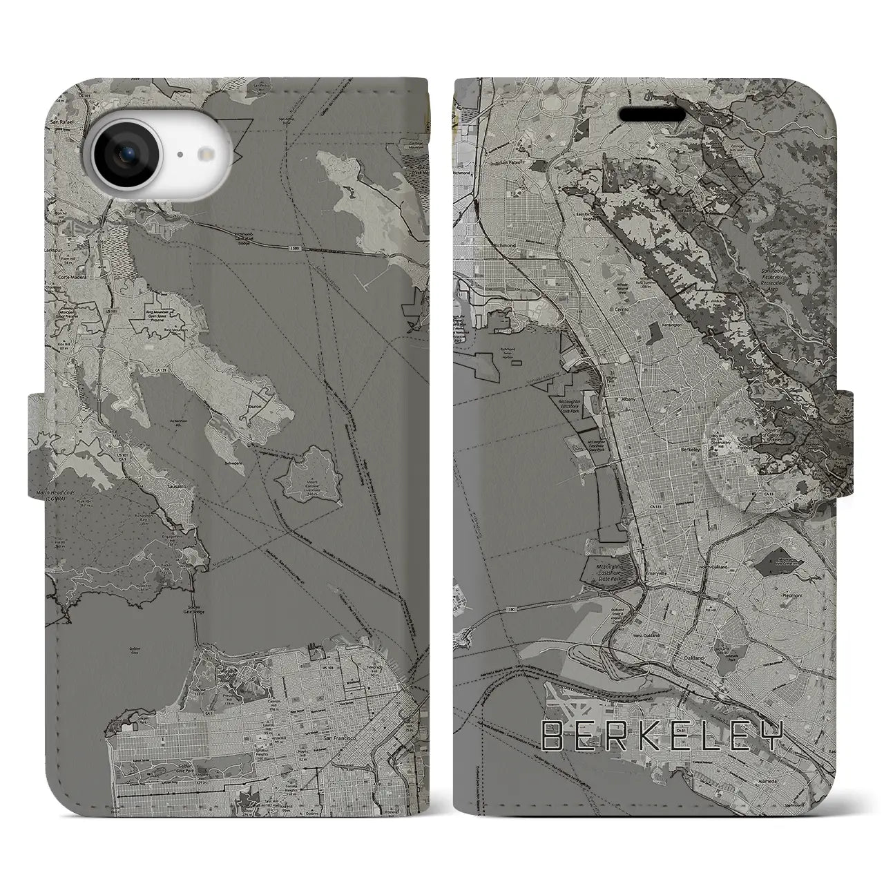 【バークレー(アメリカ)】地図柄iPhoneケース(手帳タイプ)