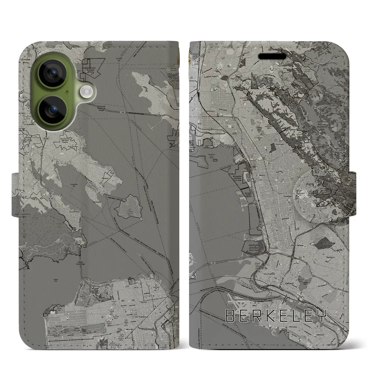 【バークレー(アメリカ)】地図柄iPhoneケース(手帳タイプ)