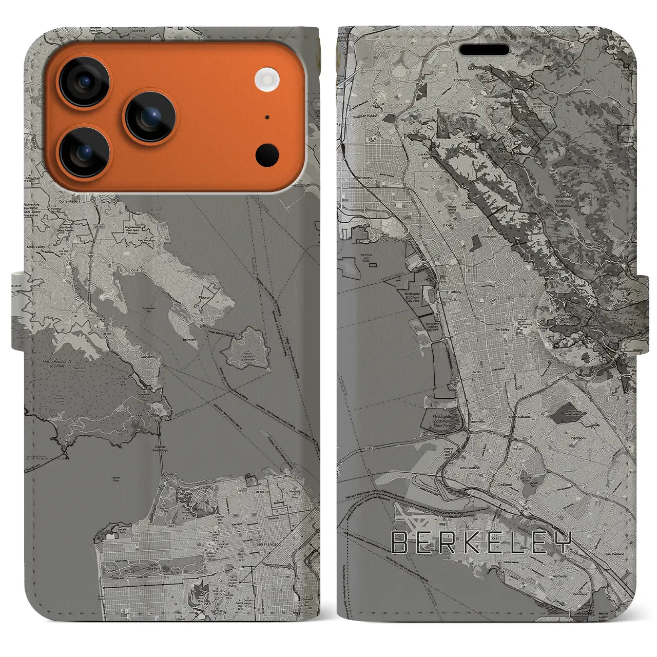 【バークレー(アメリカ)】地図柄iPhoneケース(手帳タイプ)