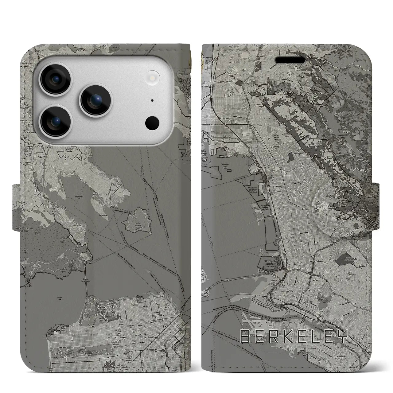 【バークレー(アメリカ)】地図柄iPhoneケース(手帳タイプ)