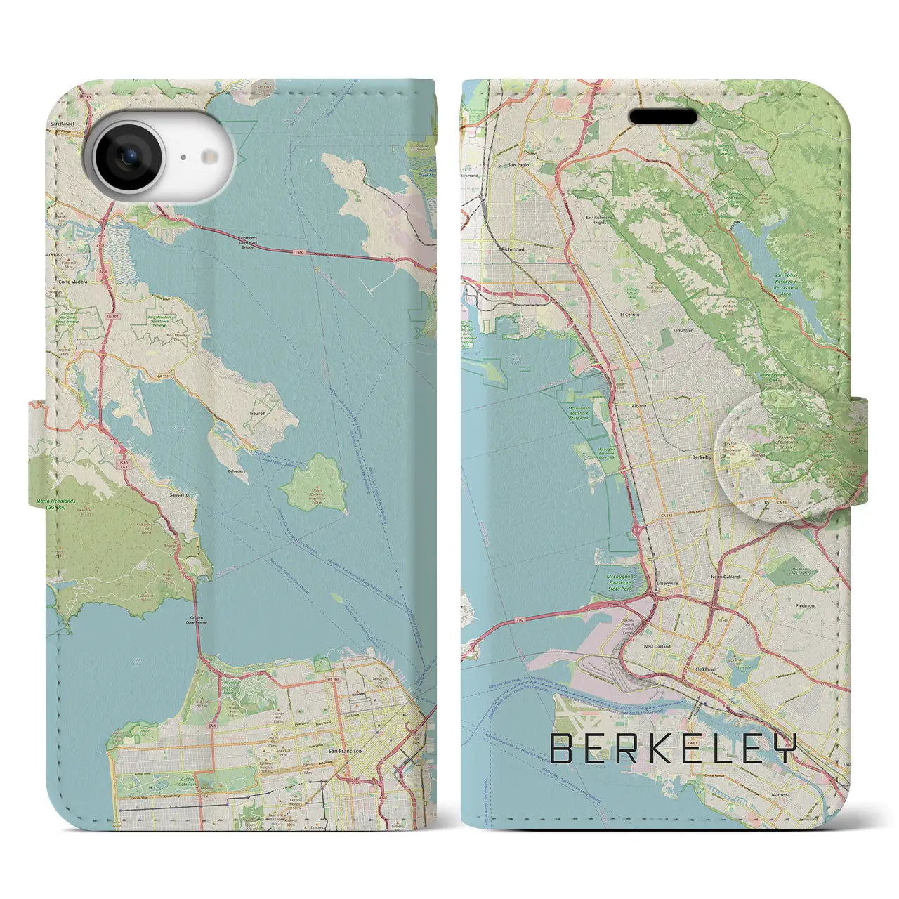 【バークレー(アメリカ)】地図柄iPhoneケース(手帳タイプ)