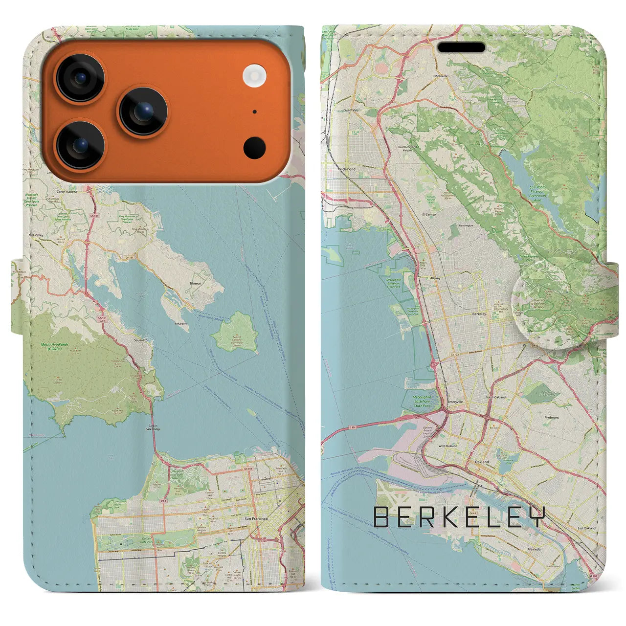 【バークレー(アメリカ)】地図柄iPhoneケース(手帳タイプ)