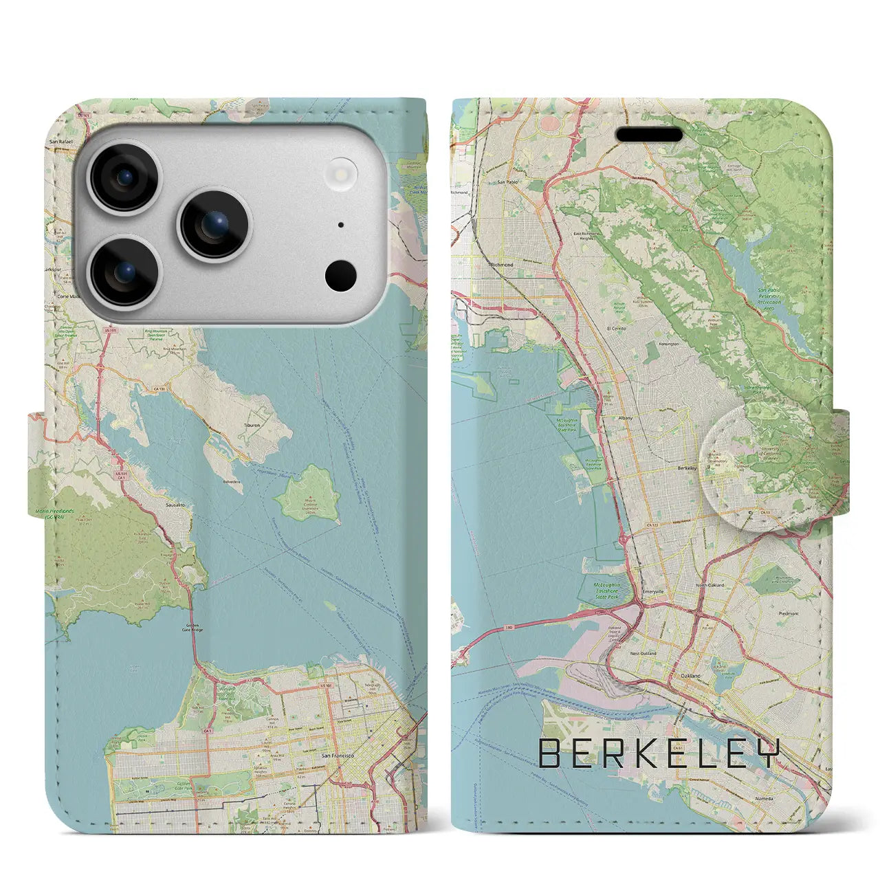 【バークレー(アメリカ)】地図柄iPhoneケース(手帳タイプ)