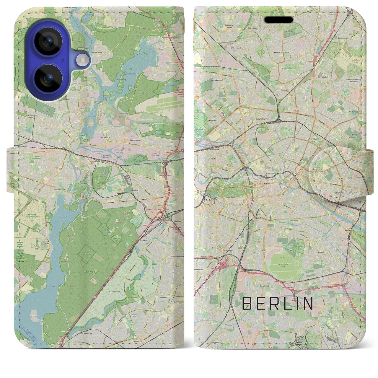 【ベルリン(ドイツ)】地図柄iPhoneケース(手帳タイプ)ナチュラル・iPhone 16 Pro Max 用