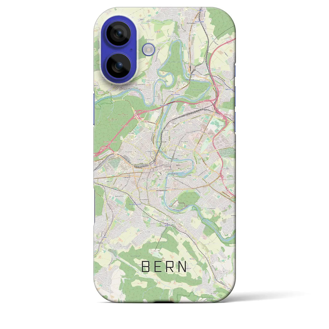 【ベルン(スイス)】地図柄iPhoneケース(バックカバータイプ)ブラック・iPhone 16 Pro Max 用