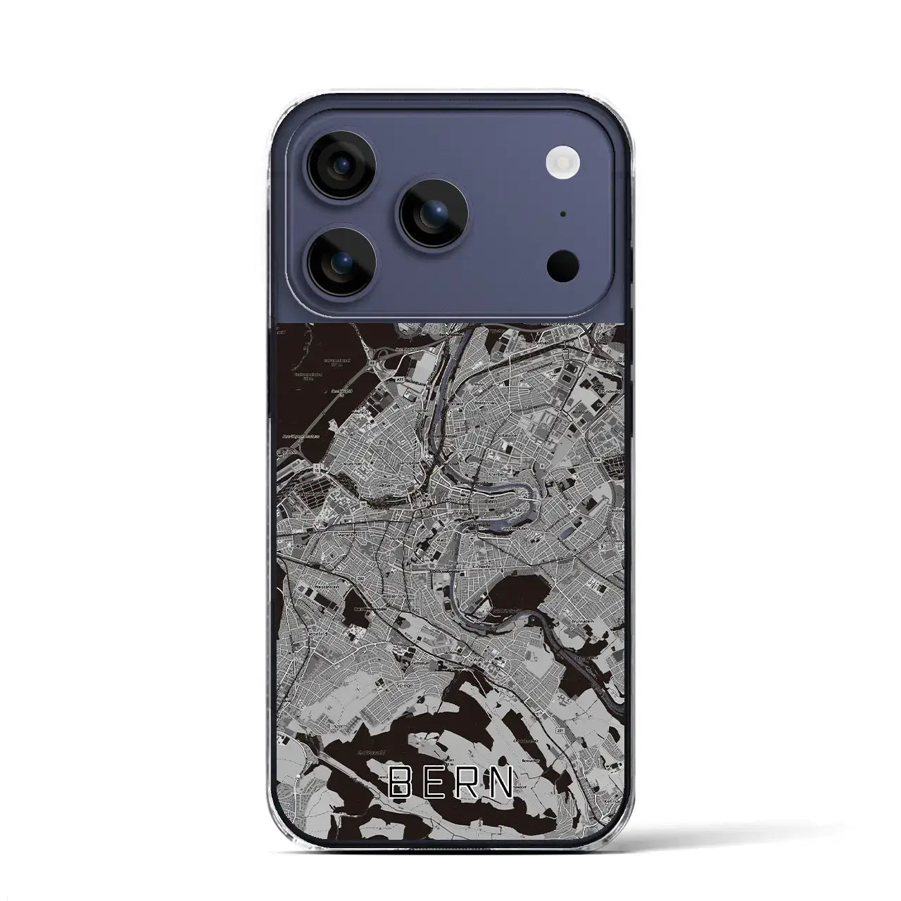 【ベルン(スイス)】地図柄iPhoneケース(クリアタイプ)モノトーン・iPhone 17 Pro Max 用