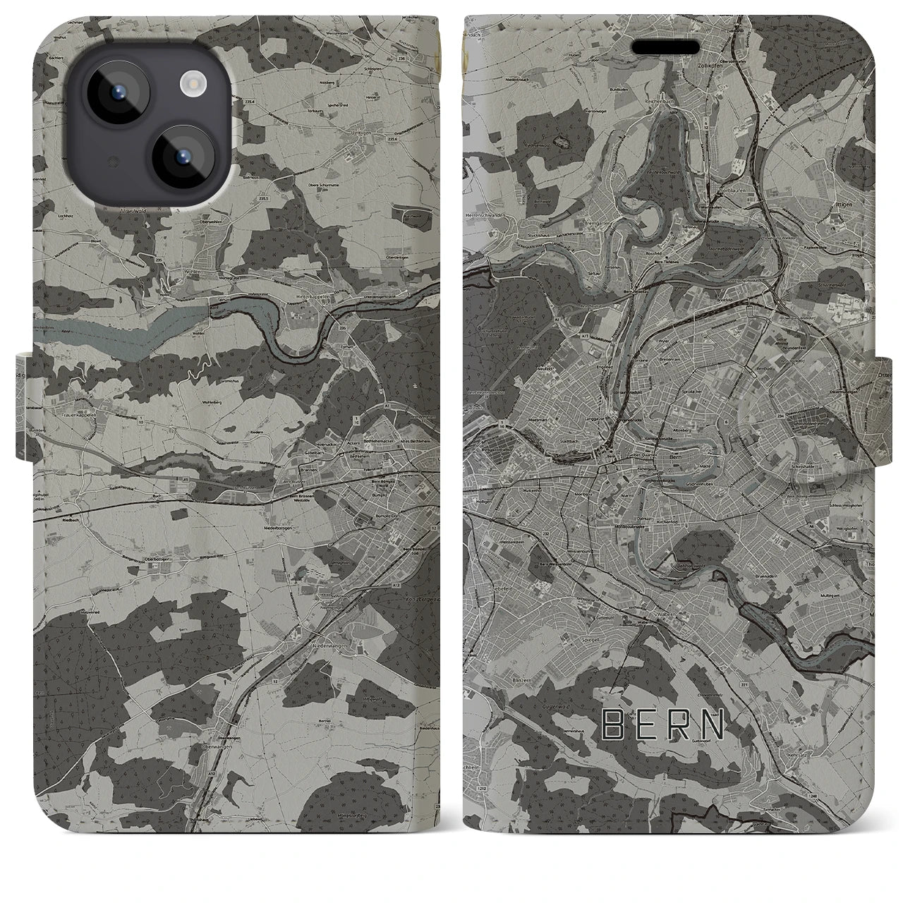 【ベルン(スイス)】地図柄iPhoneケース(手帳タイプ)