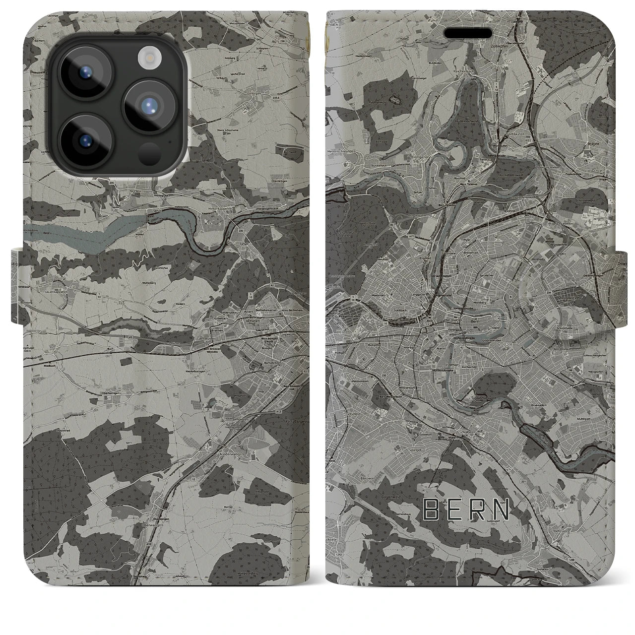 【ベルン(スイス)】地図柄iPhoneケース(手帳タイプ)