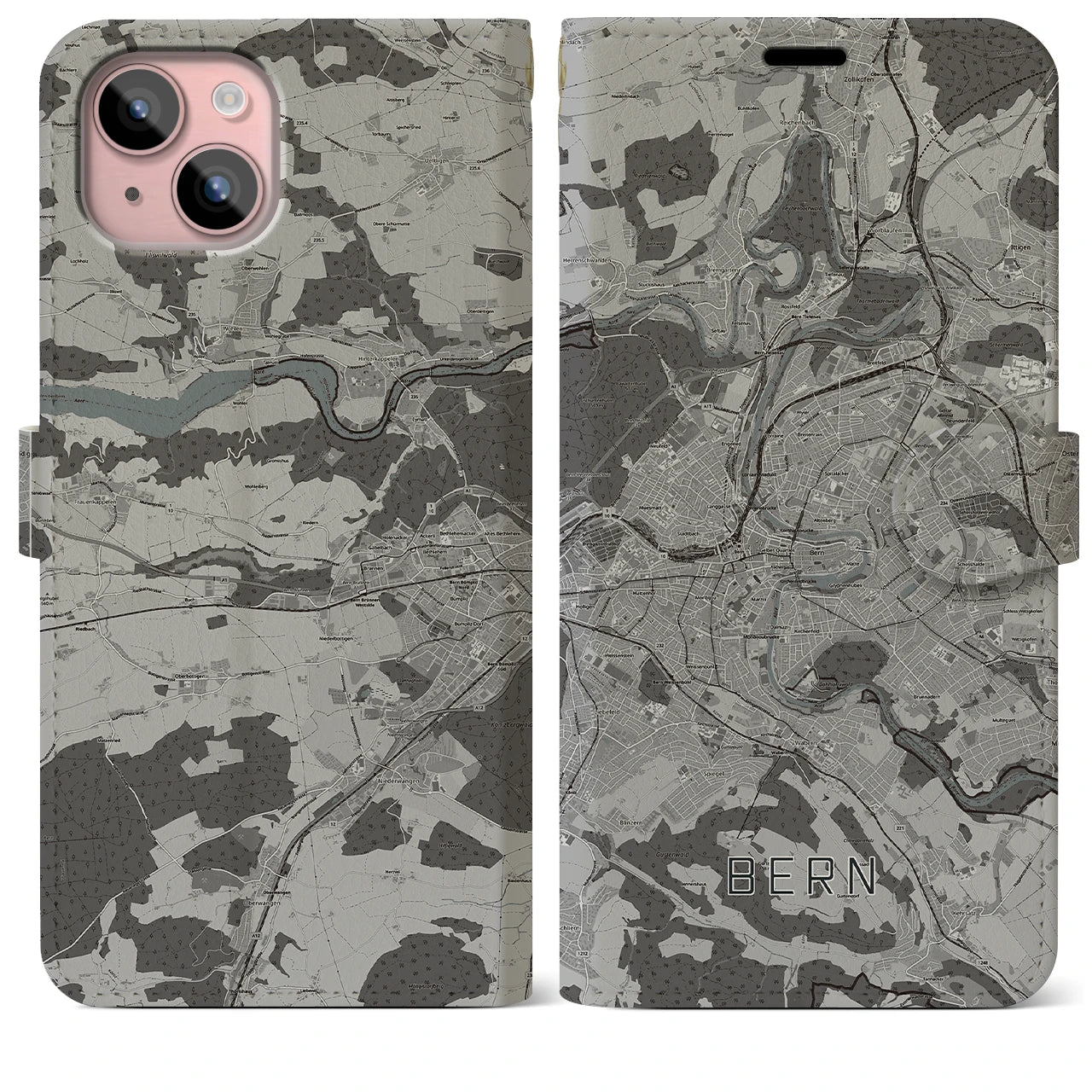 【ベルン(スイス)】地図柄iPhoneケース(手帳タイプ)