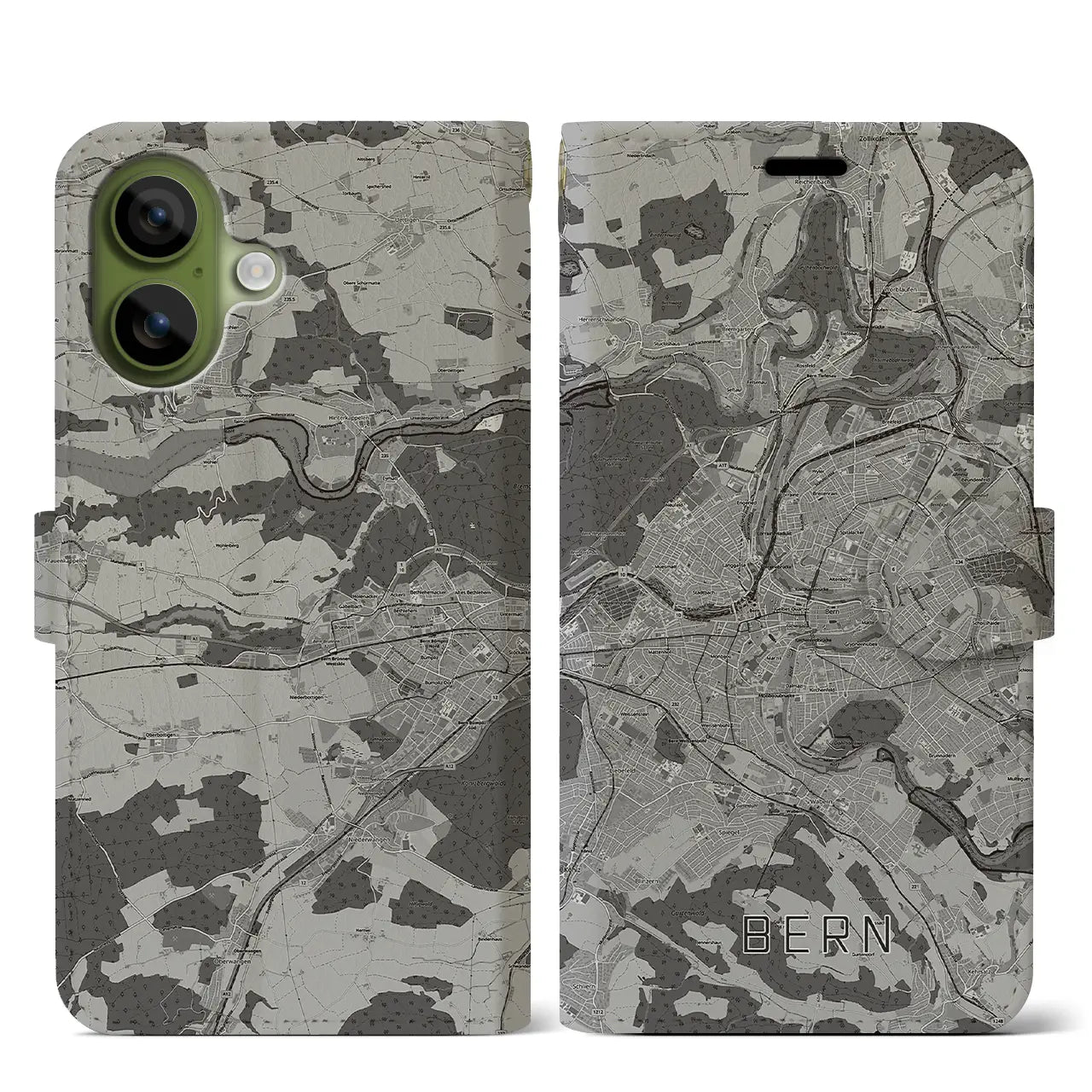 【ベルン(スイス)】地図柄iPhoneケース(手帳タイプ)